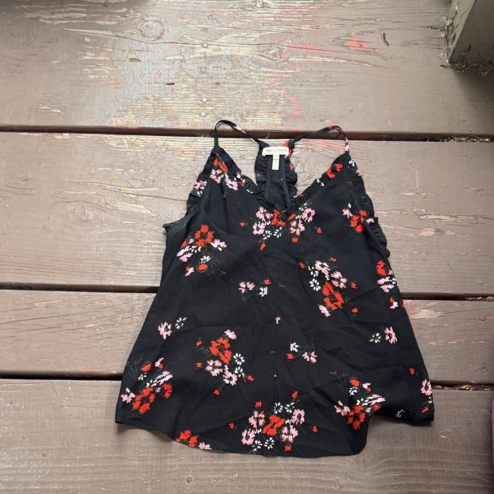 Rebecca Taylor Black and Red Floral Camisole